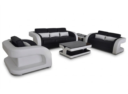 XXL Lederen Bankstel Set Modern Design Loungeset 3+2+1 F3002C+Tafel