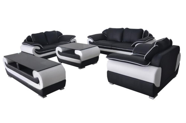 Lederen Moderne XXL Bankstel Woonlandschap Leren bankstel Bankstel 3+2+1 D04 + Tafel