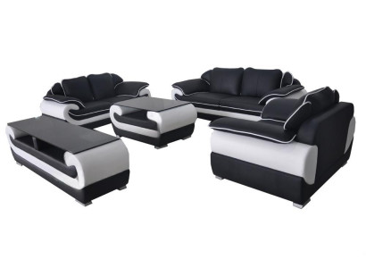 Lederen Moderne XXL Bankstel Woonlandschap Leren bankstel Bankstel 3+2+1 D04 + Tafel