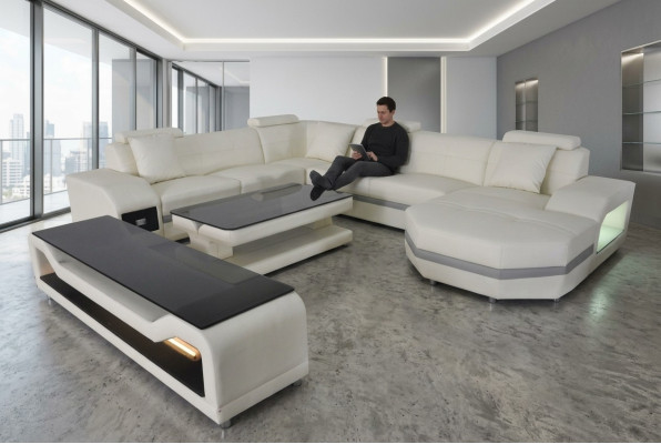 Leder hoekbank gestoffeerde bankstellen woonlandschap luxe set hoekbanken bank