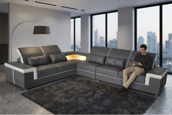 Leder hoekbank bank woonlandschap luxe set hoekbanken gestoffeerde bank