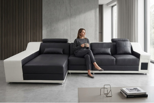 Hoek lederen Moderne XXL bank woonlandschap leren bank L-vorm B2017B