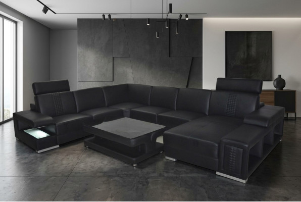 Leder Bank Bank Bekleding Hoek Zitbank Hoek bank Woongebied + Tafel