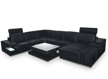 Leder Bank Bank Bekleding Hoek Zitbank Hoek bank Woongebied + Tafel