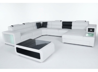 Ontwerp Lederen Beklede Hoekbank Lederen Zitbank Sofa Beklede Hoek Woon Landschap Kamer Nieuw