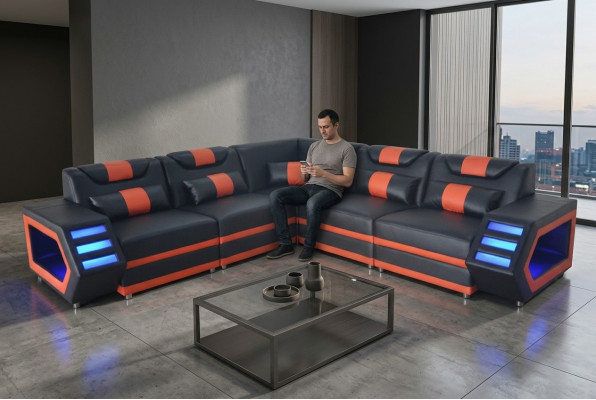 Ontwerp Leren Bekleding Hoekbank Leren Bekleding Hoek Landschap Kamer Wonen