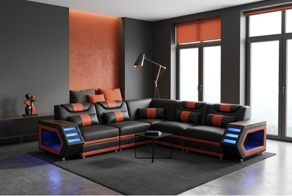 Ontwerp Leren Bekleding Hoekbank Leren Bekleding Hoek Landschap Kamer Wonen