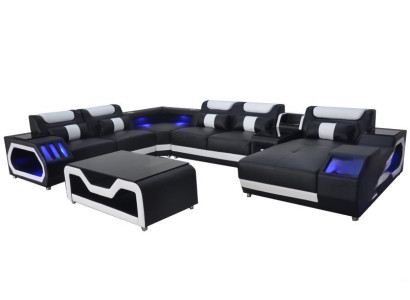 Ontwerp lederen bekleding hoek lederen hoek landschap kamer nieuw woonbank kussen