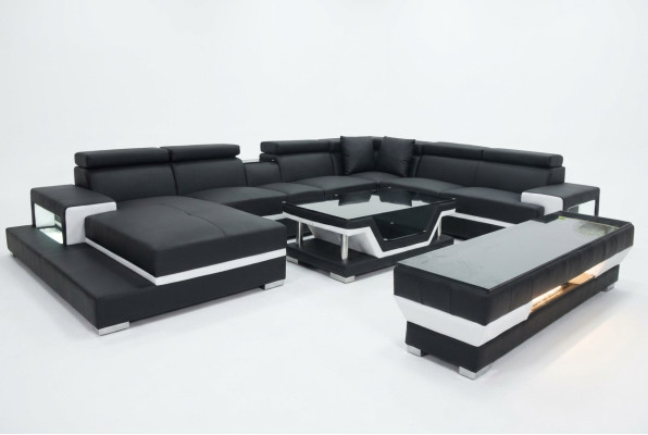 Ontwerp leren bekleding zithoek hoek woonkamer bank ontwerperset.