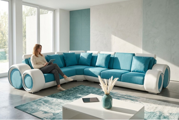Ontwerp lederen bekleding XXL zitkamer hoek woonbank bank ontwerper