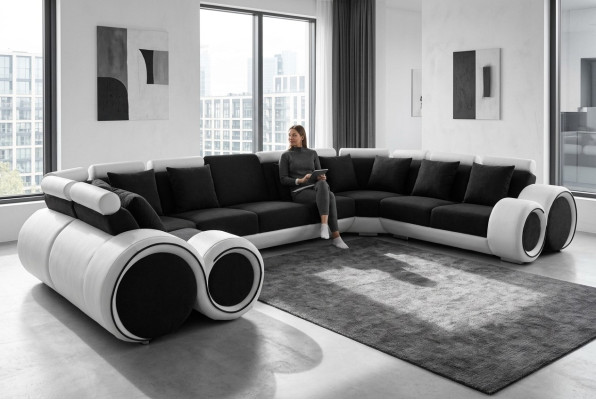 Hoek Leer Modern XXL Bank Woonlandschap Leren Bank U-vorm A1163 +