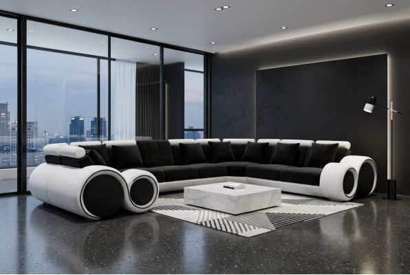 Hoek Leer Modern XXL Bank Woonlandschap Leren Bank U-vorm A1163 +