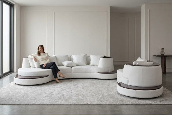 Luxe hoek leren woonkamer set landschapsbekleding hoek XXL grote bank