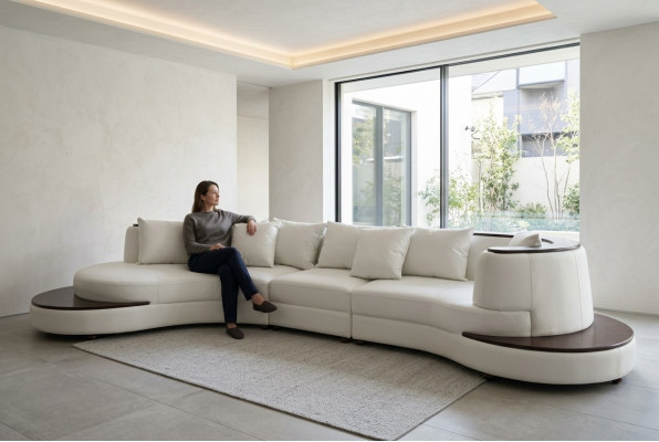 Luxe hoekbank van leer met bekleding XXL Grote bankstel Bank U-vormige hoek