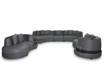 Luxe hoeklounge met leren decoratie inrichting, landschap, zitgedeelte, hoek XXL bank.