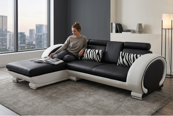 Hoekbank Leren Bank Hoek Lounge Set Woonhoek Landschap L-vormig Bekleding Nieuw Ontwerp