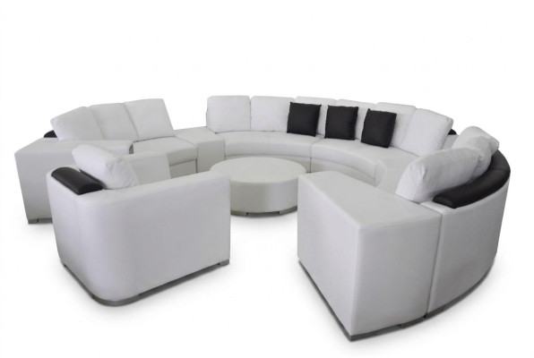 Ronde hoekbank bank gestoffeerd XXL Groot Ronde banken woonlandschap Fauteuil Poef