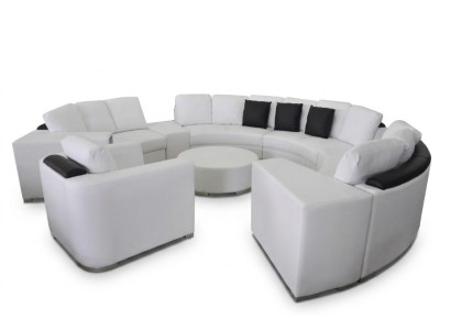 Ronde hoekbank bank gestoffeerd XXL Groot Ronde banken woonlandschap Fauteuil Poef