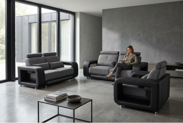 Bankstel Bank Bekleding Ontwerp Stoel Compleet Set Lederen Stof Garnituren Nieuw