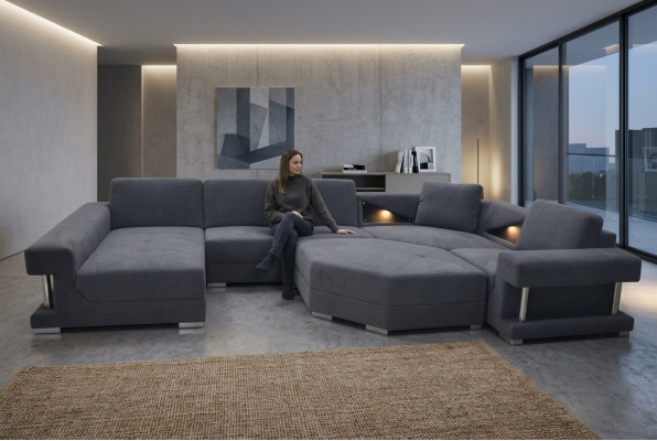Eckbank Bank Bekleding Hoek Woonkamer Landschap Designer Bankstel Textiel A1131