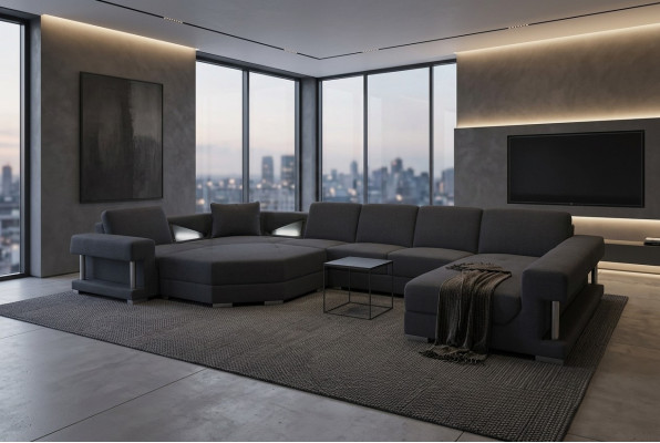 Eckbank Sofa Bank Bekleding Hoek Woonkamer Landschap Ontwerper BankenTextil A1131-