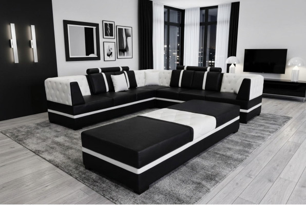 Eckbank Sofa Bank Woonlandschap Leder Bankstellen Bekleding Hoek Zitcombinatie