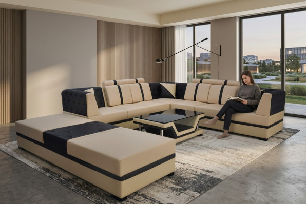 Hoekbank Bank Bank Lederen hoekbank Sofa Sets zetelssemblage