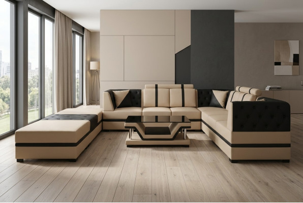Hoekbank Bank Bank Lederen hoekbank Sofa Sets zetelssemblage