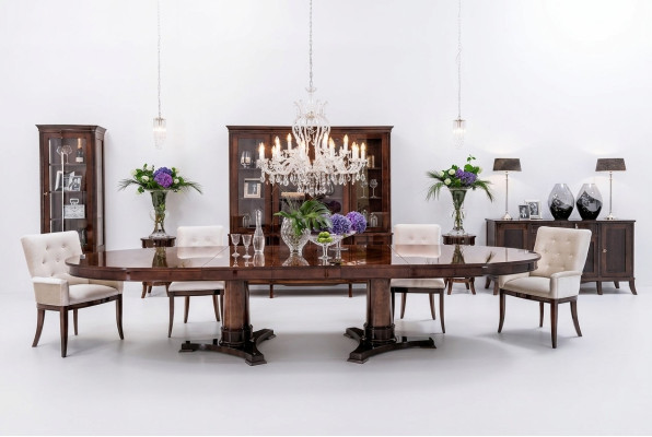Luxe woonkamer eetkamerset 8 delig meubels tafel dressoir stoelen vitrine