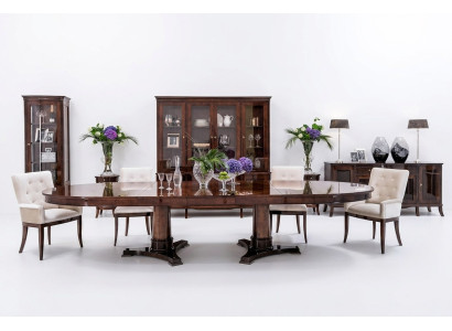 Klassieke hoogglans antieke baroktafel met 4 stoelen, stoelenset.