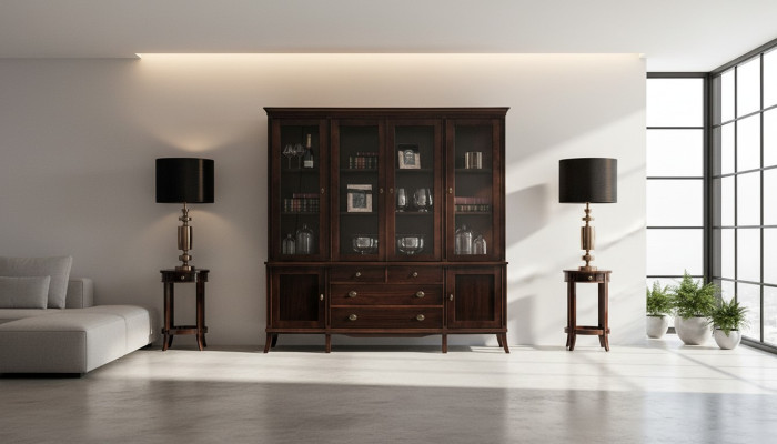 Wandkast Edele dressoir Houten barokstijl Hoogglans buffetvitrine Kast