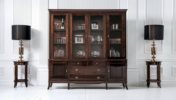 Wandkast Edele dressoir Houten barokstijl Hoogglans buffetvitrine Kast