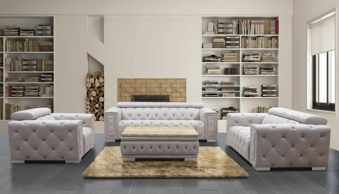 Bankstel Set Zitmeubel Bekleding Leder Design Chesterfield Sofaset 3+2+1 9914 Nieuw