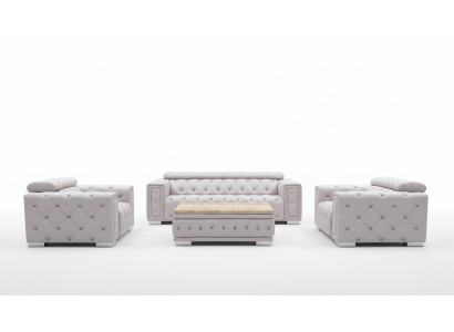 Bankstel Set Zitmeubel Bekleding Leder Design Chesterfield Sofaset 3+2+1 9914 Nieuw