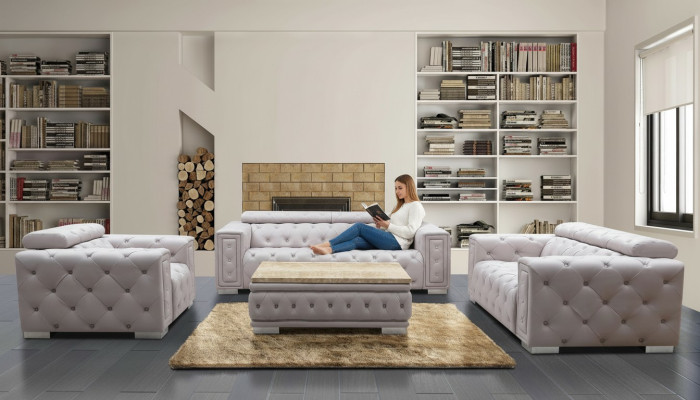 Bankstel Garnituur Bekleding Leder Design Chesterfield Zithoek 3+2 Zits Nieuw