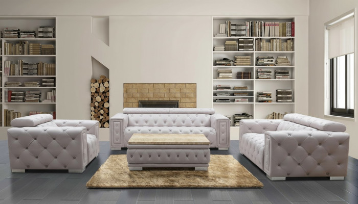 Bankstel Garnituur Bekleding Leder Design Chesterfield Zithoek 3+2 Zits Nieuw