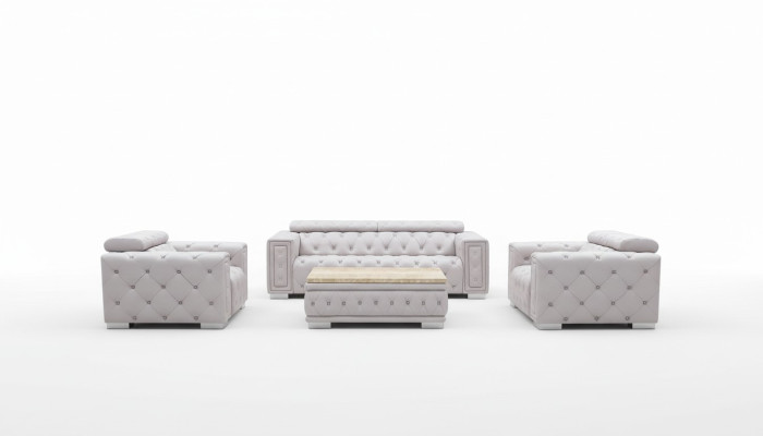 Bankstel Garnituur Bekleding Leder Design Chesterfield Zithoek 3+2 Zits Nieuw