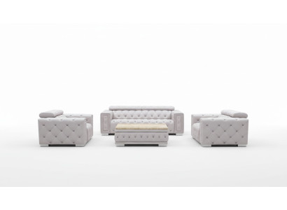 Bankstel Garnituur Bekleding Leder Design Chesterfield Zithoek 3+2 Zits Nieuw