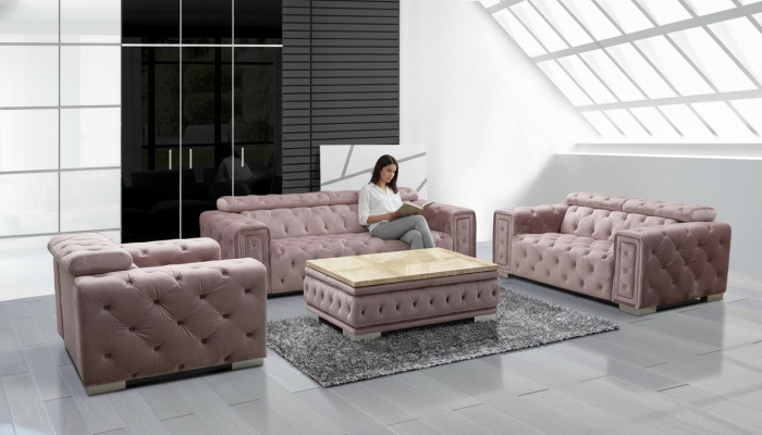 Bankstel Garnituur Bekleding Design Chesterfield Zithoek 3+3 9914 Fluweel Set