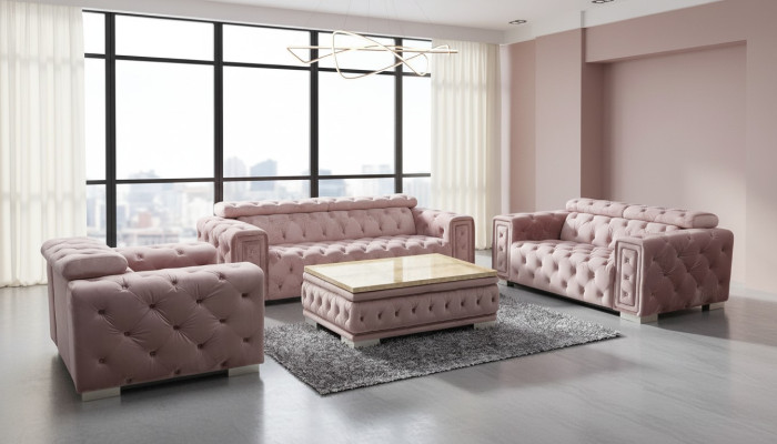 Bankstel Garnituur Bekleding Design Chesterfield Zithoek 3+3 9914 Fluweel Set