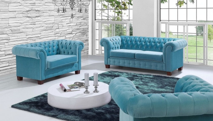 Chesterfield 2+1+1 Sofaset Bankstel Bekleding Zit Combinatie Sofa Banken