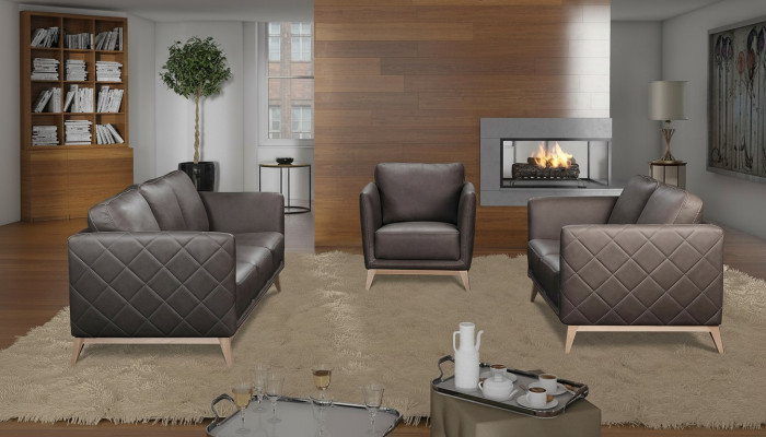 Lederen design bankstel met gestoffeerde zitting 3+1+1 set bankstel Garnituren kunstleer