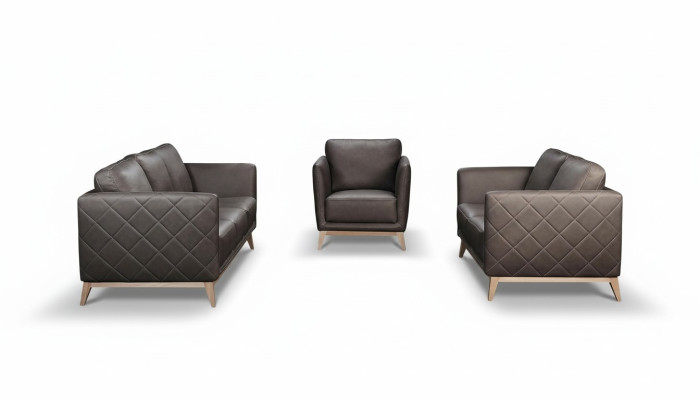 Lederen design bankstel met gestoffeerde zitting 3+1+1 set bankstel Garnituren kunstleer