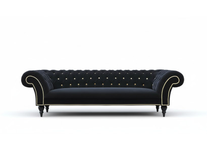 Stof Ontwerp Bank Bekleding Textiel Moderne Bank Chesterfield 3-Zits Zwart
