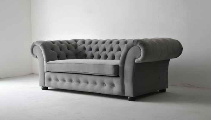 Bank 3-zits Stof Design Bank Beklede Banken Textiel Modern Chesterfield Grijs