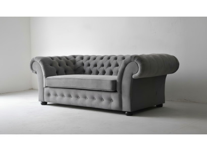 Bank 3-zits Stof Design Bank Beklede Banken Textiel Modern Chesterfield Grijs