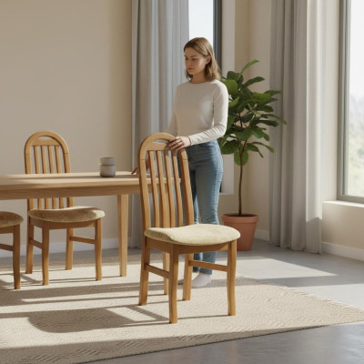 Eetkamer groep set stoel set zitkussen woonkamer hout 6x stoelen.