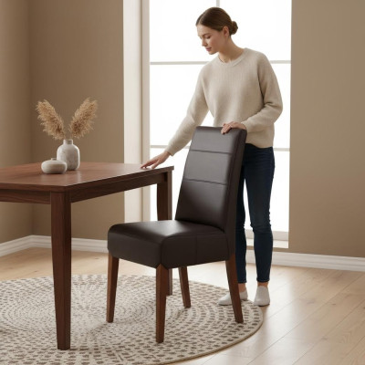 Zet 6x massief houten leren stoelen eetkamerstoel designstoelen eetkamerstoelen.