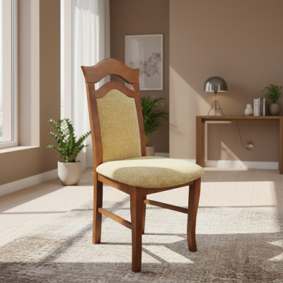 Eetkamerset ontwerp stoel set 4x stoelen met leunstoel zitting bekleding massief