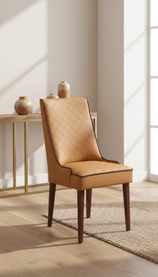 Stel 6x Designer Stoel Leer Armstoel Beklede Stoelen Horeca Eetkamer Hout Leer